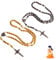 JYNARIX 2 PCS Rosary Beads Catholic Men, Smooth Prayer Beads with Durable Crucifix, Mens Cross Necklace, Rosemary Beads Catholic Women for Christians, Communion, Baptism, Mass, Bible