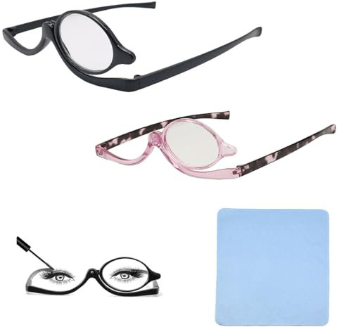 KARELLS Make Up Brille, Vergrößern Makeup Lesebrille, Drehbare Make-Up-Brillen, Klappbaren Brillenglas, Make-Up Brille Lupen Kosmetische Faltbrille Für Damen
