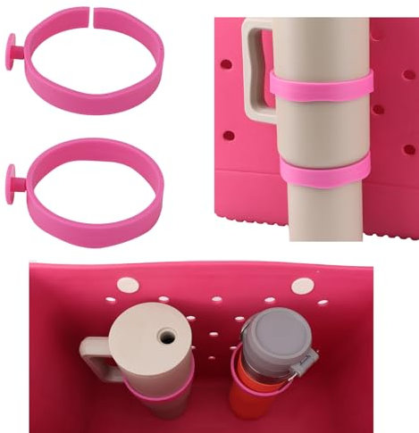 2pcs Cup Holder for Bogg Bag Compatible with Stanley 30oz 40oz Water Bottle, Drink Holder Plastic Insert for Bogg Bag & Simply Southern Beach Totes Accessories (pink)
