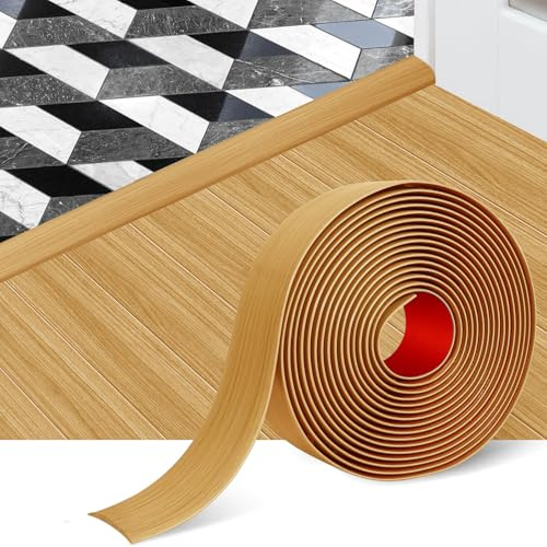 Rusoz Übergangsprofil Selbstklebend 5cm X 1.2m, Übergangsleiste Boden Flexible Pvc Abschlussleiste Boden, Einfach Zuschneidbar & Montierbar für Laminat, Teppich, Fliesen (Espen Gelb)