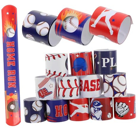 VICASKY 24 Stück Teiliges PVC Slap Armband Baseball Motiv Leichte und Langlebige Sport Wristbands Sichere Kinderarmbänder für Geburtstag Schulfeiern und Sportpartys