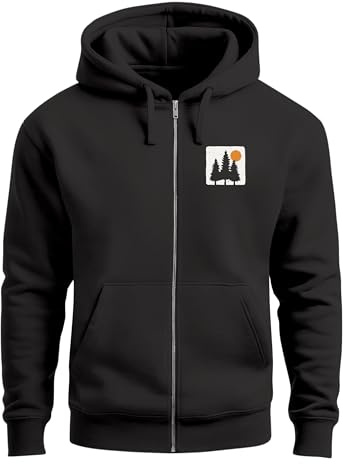 Neverless® Herren Sweatjacke mit Kapuze Print Bäume Logo Sweatshirt Zipjacke Zip-Hoodie Männer Fashion Streetstyle