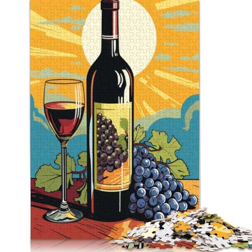 500-teiliges Weinflaschen- und Trauben-Puzzle für Erwachsene & Holzpuzzle, Lernpuzzle, Familienspiel, 500 Teile (52 x 38 cm)