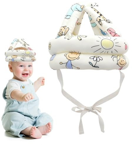 TEOZBLU Baby Kopfschutz Einstellbar, Baby Head Protector, Schutzhelm Kinder 360° Anti-Fall-Hut Für Laufen Lernen Radfahren, Neon, Klettverschluss
