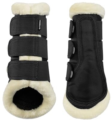 4Horses Gamaschen Soft Protect Mesh, atmungsaktive Pferdegamaschen mit Mesh-Futter, Polsterung, Klettverschluss und Teddyfellrand