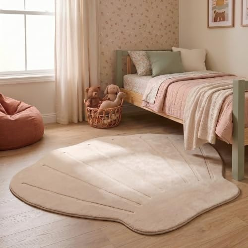 Little Olly Kinderteppich Waschbar - Coco Muschel Beige - 100x120 cm | Figuren/Charactere - Krabbeldecke - Spielmatte - Kinderzimmer, Babyzimmer, Jugendzimmer - Jungen - Mädchen