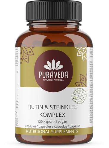 Puraveda Rutin & Steinklee Komplex - 120 vegane Kapseln - mit Rutin aus japanischen Schnurbaumblüten, Steinklee, Hesperidin, Vitamin C, Mangan und Kupfer