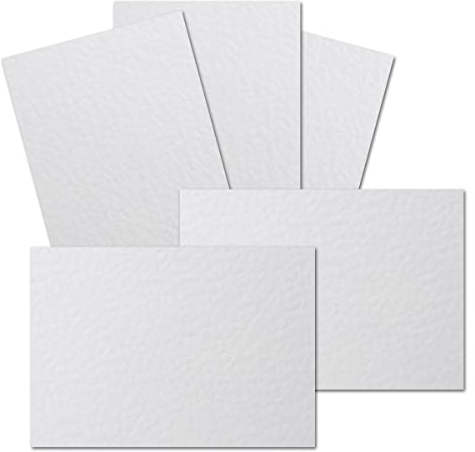 50 Stück DIN A6 Karton gehämmerte Struktur - Farbe: Weiss - 105 x 148 mm - 250 Gramm pro m² - Einzelkarte ohne Falz - Ideal zum Basteln, Scrapbooking, Grußkarte - GUSTAV NEUSER