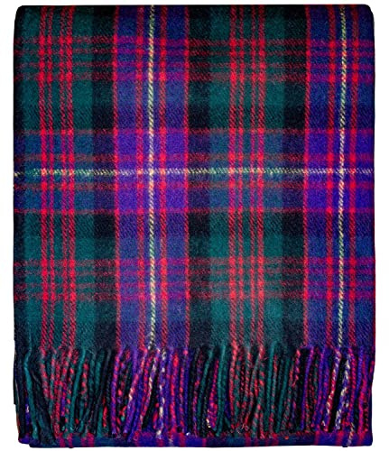 I LUV LTD Scottish Tartan Warm Wool Mix Throw Blanket Cameron Of Erracht Knee Plaid Throws for Sofas Travel Wool Rug Throws and Blankets 182 cm x 152 cm