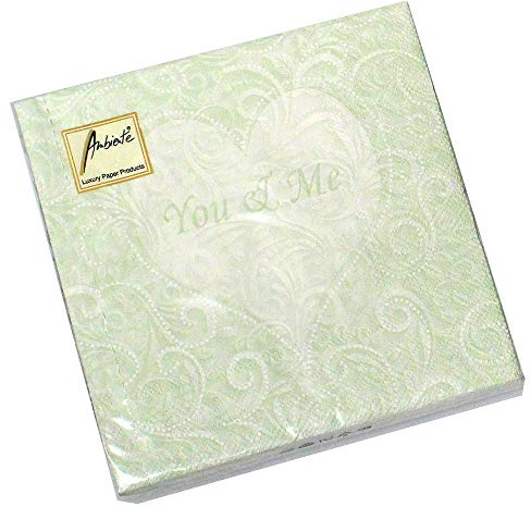Ambiente Servietten You & ME Green, Hochzeit Du + Ich grün, 33x33cm, 3lagig 20 Stück Packung