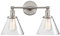 Phansthy Wandleuchte wandlampe 2 Flaming Klar GlasTrichter Wandleuchte Vintage Industrie innen Modern Wandbeleuchtung Loft-Wandlampe Küchenwandleuchte (Gebürsteter Edelstahl Farbe)