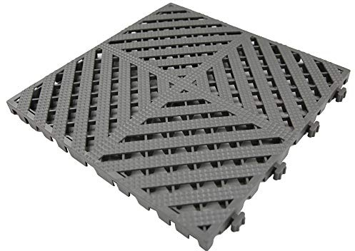 RevTime - Piastrelle modulari a incastro, 33 x 33 x 1,9 cm, resistenti, per pavimentazioni di garage, impianti di lavaggio auto, pavimenti, confezione da 20, colore: grigio