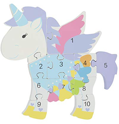 Orange Tree Toys Unicorn Wooden Number Puzzle - Montessori Educational Toy for Toddlers, Ages 1+