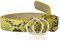 irisaa Damen Gürtel Jeansgürtel Jeans Belt Hüftgürtel mit Doppel O Ring für Frauen Mädchen Jugendlich, Farbe:Gelbsnake mit goldring, Länge:85