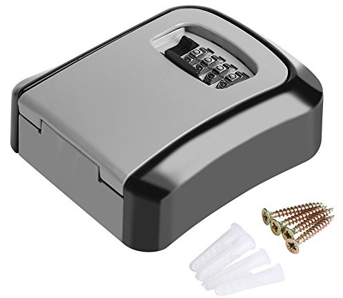 Fdit Key Lock Box Wandhalterung 4-stellige Zahlenschlüssel-Aufbewahrungsbox Wasserdichte Zahlenschlüssel-Aufbewahrungsbox für Außenwandhalterung 5 Schlüssel mit großer Kapazität MEHRWEG VERPAKUNG