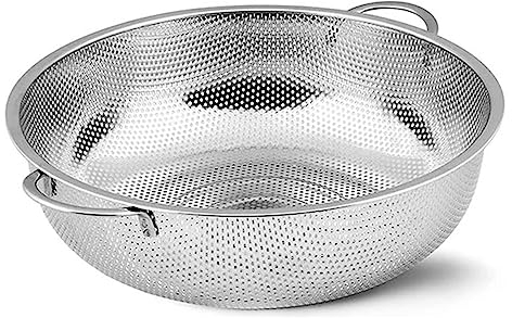MGE - Passoire Cuisine avec Poignées et Base - Tamis Micro Perforée - Passoire pour Riz, Spaghetti, Nouilles, Légumes - Acier Inoxydable - Ø 25 cm