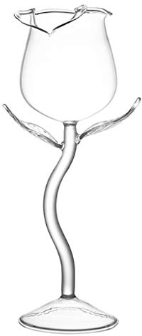 Buwei Fancy Red Wine Goblet Wine Cocktail Glasses 100ml Rose Flower Shape Wine Glass Party Barware Drinkware