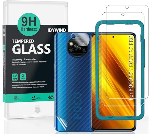 Ibywind Screen Protector For Xiaomi Poco X3/X3 Pro[2 Pack],9H Hardness Tempered Glass,With 1Pc Camera Lens Protector,Easy to Install