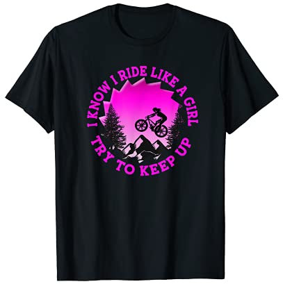 Regalo divertente per ragazze e donne in mountain bike rosa Maglietta