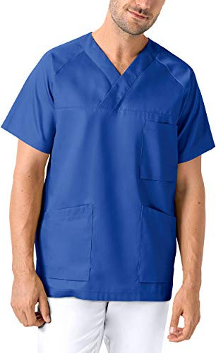 CLINIC DRESS Schlupfkasack - Kasack Herren bunt für Pflege und Altenpflege königsblau, S