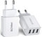 Cargador USB de Pared 3 Puertos Cargador USB 15W/ 3A Cargador Móvil Adaptador de Corriente para Enchufe USB de Viaje en el hogar para iPhone 11 Pro MAX XS MAX XR iPad Pro Air Mini Samsung LG -Blanco
