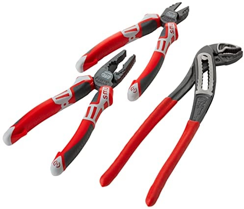 Nws N745 3pcs 3 Component Side Cutter Set with Classic waterpump Pliers, Red