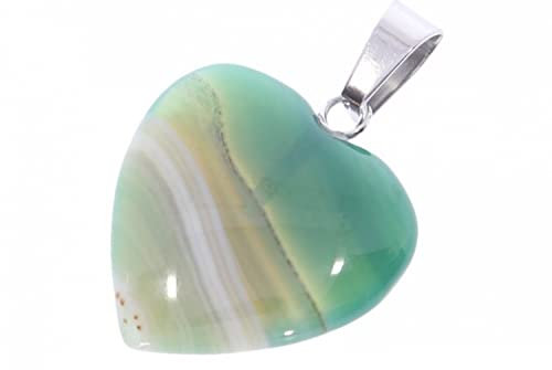 Achat grün Herz Schmuck Anhänger mit Silber farbene öse 20x20mm - HS1662