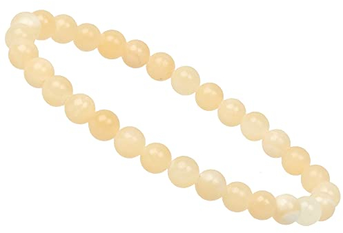 ELEDORO Stretch Armband aus echten Edelstein-Perlen (6mm) – Perlenarmband für stilvolle Eleganz (Calcit gelb)