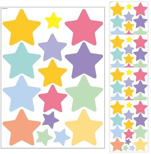 FOMIYES Wandtattoo Sterne Bunt Wandaufkleber Set für Kinderzimmer Babyzimmer - 5 Blätter Selbstklebende Stern Aufkleber Deko - Sternenhimmel Wanddeko Spielzimmer Klassenzimmer Wandsticker
