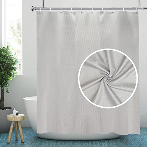 YISURE Waffel Duschvorhang Grau, Badewanne dusch Vorhang Textil Stoff Strapazierfähiges Gewebe überlänge 180x220 wasserabweisend, Breite 180 x Höhe 220cm