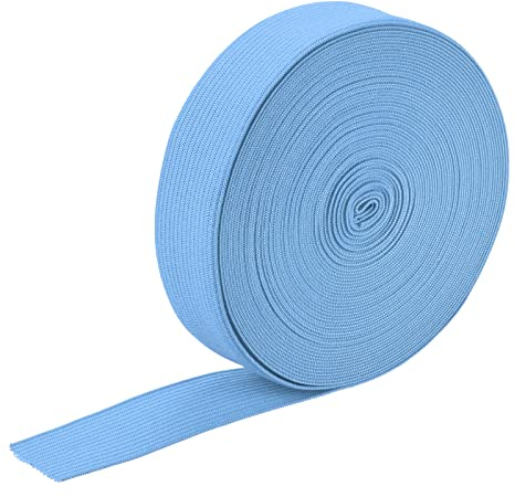 sourcing map 2.5cm Gummiband Breit zum Nähen, 9 Meter Elastic Rubber Band, Breites Gummiband für Hosen, Bund, Stoffe zum Nähen (Himmelblau)