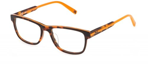 Fila Unisex VFI304 Sunglasses, Shiny Brown Havana + Orange, 51