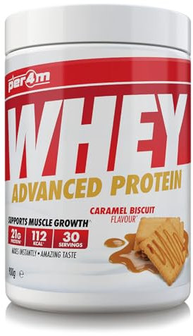 Per4m Protein Whey Powder | 30 Servings of High Protein Shake with Amino Acids | for Optimal Nutrition When Training | Low Sugar Gym Supplements (Caramel Biscuit, 900g)