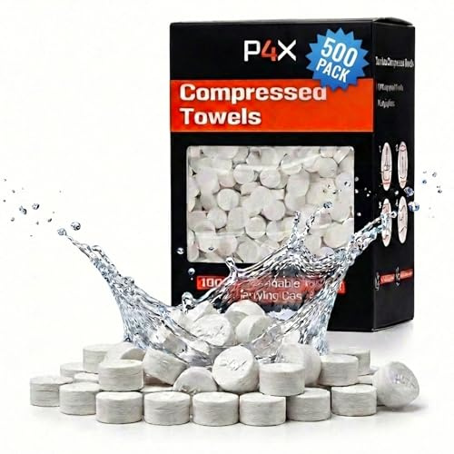 Komprimierte Handtuchtabletten – 100% Bambus, Camping-Toilettenpapier-Tabletten, ideal für Wandern, Reisen und Rucksackreisen, Einweg-Waschlappen, Körpertücher, Papierhandtücher, Münztücher, 500