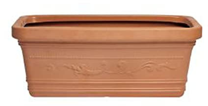 Mondo Viro Jardinière en résine résistante avec double bord en différentes couleurs et dimensions pour intérieur et extérieur (80 x 40 x h 35 cm, terre cuite)