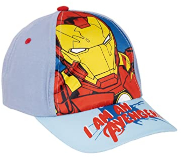 Marvel Avengers Hut für Jungen, Baseball Kappe, Iron Man Captain America Design, Kinder-Sommermütze, Geschenk für Jungen, Verstellbare Hut | Blau