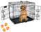 ZENO Dog Crate | Heavy Duty Metal Wire Dog Cage | Foldable Portable Kennel | 2 Front & Side Gate Doors with Sliding Locks Removable Tray | Pet Carrier for Crate Training Travel | Black (42 X Large)
