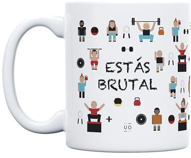 UO Taza de regalo con mensaje Estás brutal, regalo para amigas, regalo para amigos, regalo original de Navidad, regalo amigo invisible original, 350 ml, Cerámica
