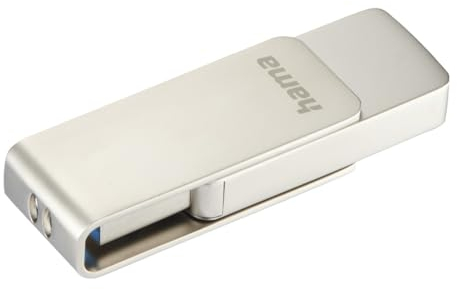 Hama USB Stick, 256GB, USB 3.0 (Speicherstick,USB Stick 3.0, USB Stick 256GB, Datenspeicher, USB A, klein, ultra schnell, 100MB/s, Drehmechanismus, Öse zur Nutzung als Schlüsselhänger) silber