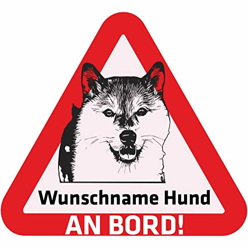 Indigos UG - Namensaufkleber Hund - Shiba Inu - Aufkleber mit Namen & Wunschtext - individuell personalisiert - Auto - Motorrad - LKW