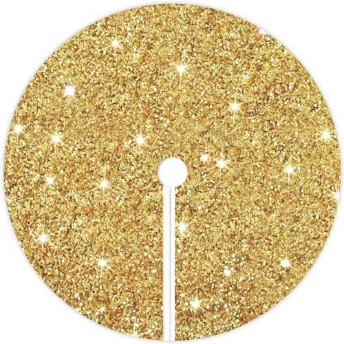 46 Inch Sequin Christmas Tree Skirt Gold Tree Skirt Velvet Tree Skirt for Pencil Tree Christmas Tree Skirts Clearance Golden Tree Skirts for Xmas Tree Decorations Christmas Tree Bottom Cover Gold