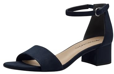 Tamaris Damen Heeled Sandals Textil, blau, 41 EU