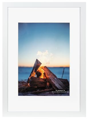 Scholar Tree Weißer A3-Bilderrahmen, Holz-Bilderrahmen, A3, mit Passepartout für A4-Rahmen, Wandmontage, Weiß