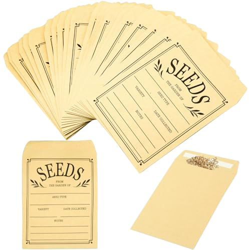 100 Pcs Seed Envelopes Samenumschläge, wiederverschließbare braune Papier Samenpakete, Umschläge, selbstklebende, versiegelnde Samensparumschläge, Papier Samenumschläge Aufbewahrung 7,9 x 11,9 cm