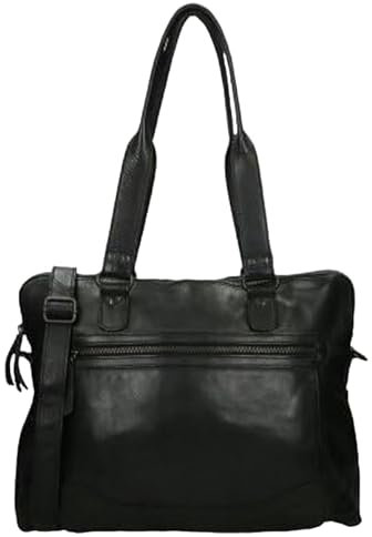 Bear Design Sac pour ordinateur portable - Sac de travail - En cuir - Pour femme - Noir, cognac