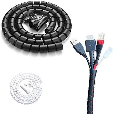 Kabel-Organizer, flexibler Spiralschlauch, Kabeldurchführung, Kabelschutz für Schreibtisch, universell, 8 mm x 1,5 m, Schwarz