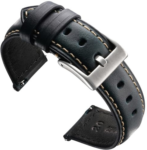 Zehior Leather Watch Bands Vintage Quick Release Replacement Top Grain Genuine Leather Watch Straps for Men Women 20mm, Blue