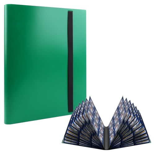 RISVOWO Sammelalbum für Karten, 360 Kartenkapazität Sammelkarten Album, Transparent Sammelkarten Ordner, Sammelalbum Karten für YuGiOh, Match Attax, Ninjago usw (Grün)