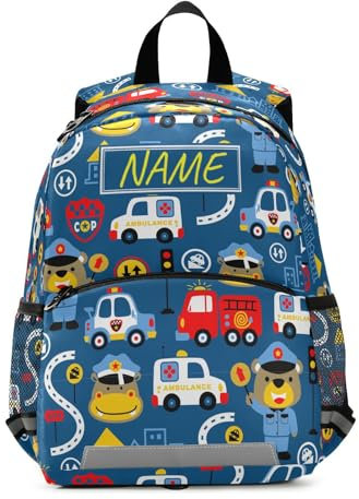 HMZXZ Mochila para niños con nombre personalizado para niños, tractores Ccartoon Farming Bookbag para niños y niñas 3-6 años, mochila personalizada colorida coche guardería mochila preescolar mochila