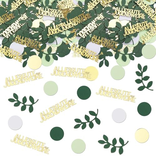 GoldRock 200 Stk Alles Gute zur Jugendweihe Deko Konfetti Groß 2,5-6 cm, Deko Jugendweihe Junge Mädchen,Tischdeko Jugendweihe Grün Gold,Streudeko Jugendweihe Geschenke,Jugendweihe Deko Mädchen Junge